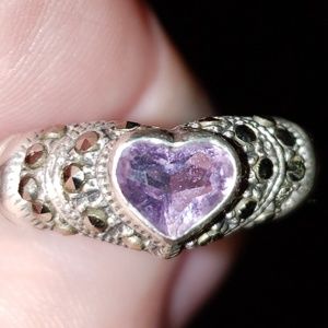 SOLD Vintage Amethyst & Marcasite .925 Sterling Silver